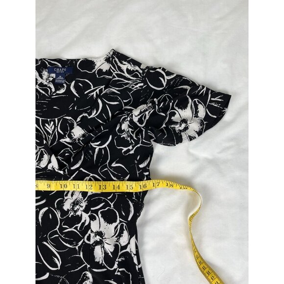 Chaps Women's Dress‎ Size M Black White Floral Flutter Sleeves - Picture 5 of 6